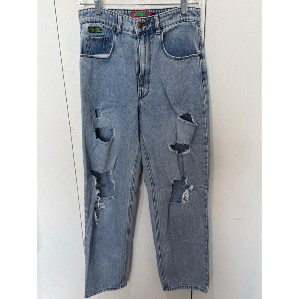 Empyre Tori GIRLFRIEND Jeans Blue high rise Distressed ripped Denim Size 8